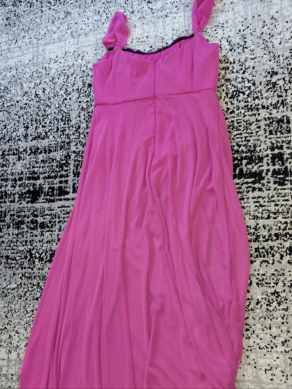 After Six Tea Rose Lux Chiffon Off Shoulder Gown 14R | Romantic Bridesmaid Maxi - Picture 14 of 15